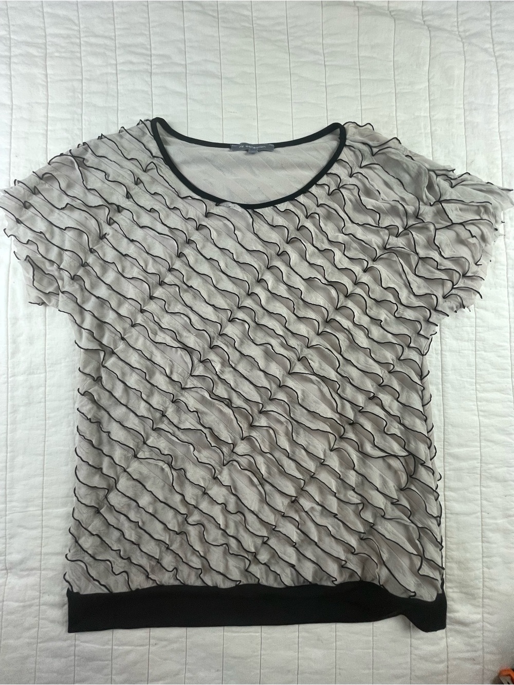 NY Collection Ruffle Short-Sleeve Fun Top Large